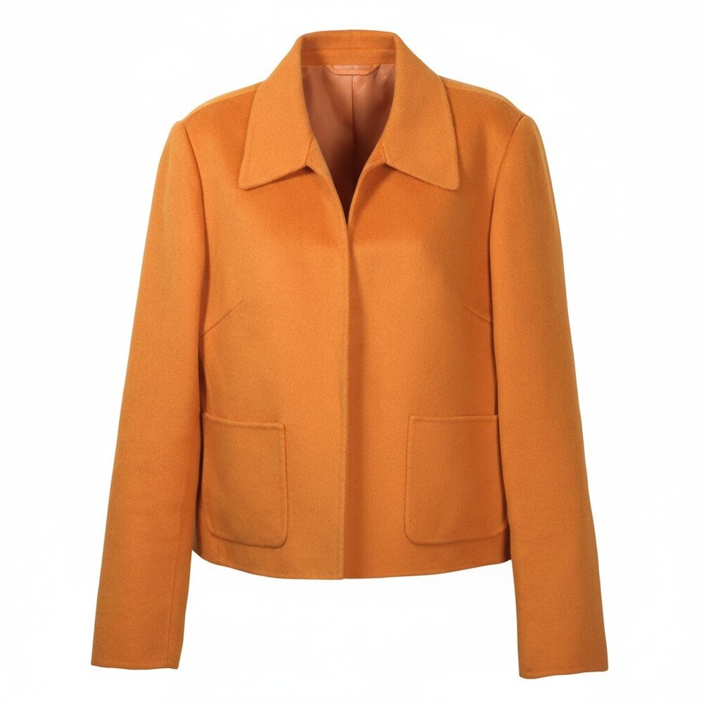Carlisle Wool Angora Jacket Size 6 Orange Luxury Career Coat Blazer Minimalist